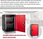 32 Device Mobile Charging Station for Laptops/Tablets/iPads/Chromebooks,32 Bay Lockable Charging Cabinet with Cable Management & Power Strip Included, School Charging Storage Carts,Easy Assembly