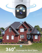 MUBVIEW 360° Security Cameras Wireless Outdoor,24/7 Wired Outdoor Camera for Home Security,Motion Tracking,5G/2.4G WiFi Security Camera,Night Vision, IP66,AI Detection,Local & Cloud Storage,2-Pack
