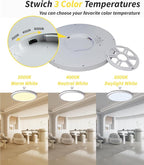 6pack 12 Inch Flush Mount Ceiling Light, 24w Led Ceiling Light, 3000k/4000k/6000k Selectable 2520lm Ceiling Lights, Super Slim Led Light Fixture For Bedroom Kitchen Living Dining Room Office (White)
