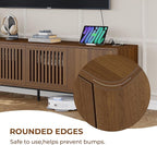 WODNITURE 71inch TV Stand with Storage & 2 Drawers, Mid-Century Modern TV Stand for Tvs Up to 88", Wood Entertainment Center with Charging Station for Living Room, Bedroom