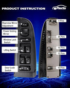 Flecto 15883323 Master Power Window Switch & Bezel Driver Side Compatible with 2003-2007 Chevy Avalanche/Silverado/GMC Yukon/Cadillac Escalade
