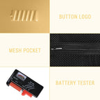 stukcaze Battery Organizer Storage Case with Tester for AA AAA Button Battery Holder Carrying 3 Batteries Variety Pack 88 Batteries Zipper Mesh Bag (Batteries Not Included) (gold)
