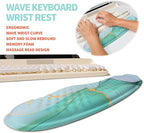 KUOSGM 2-in-1 Ergonomic Set, Wave Rise Keyboard Wrist Rest and Massage Bulge Slope Mouse Pad Wrist Support, Cushion Memory Foam Integrated to Relieve Wrist Pain, Blue Gold Marble