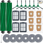 Bluevisk Plus 405 Combo Replacement Parts for Roomba Plus 405 Combo Plus 505/ 507Combo Robot Vacuum Cleaner Parts with 2 Roller Brush, 4 HEAP, 6 Mops, 6 Dust Bags, 6 Side Brushes, 1 Clean Brush