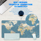 Desk Mat, Blue Vintage World Map Extended Gaming Mouse Pad Large, 35.4"x15.7" Big Mouse Pad with Non-Slip Base and Stitched Edge, Long Computer Keyboard Mouse Mat for Home Office Work