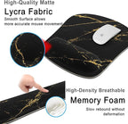 Keyboard Wrist Rest Memory Foam Ergonomic Mouse Pad with Computer Wrist Support Set with Non-Slip Rubber Base Coaster for Home, Office Easy Typing and Pain Relief - Black Marble