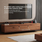 gaoyangjiaju 94.48" Mid-Century Modern TV Stand, Walnut Media Console with 4 Storage Cabinets, Entertainment Center for TVs up to 100 Inches, Ideal for Living Room or Bedroom