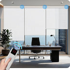 COOLWINDS Motorized Blinds with Remote Cordless Automatic Motorized Shades Custom Blinds for Windows Smart Curtains Compatible with Alexa Google Home(3% Solar White,W59 x H72in)