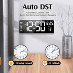 Xflyee 16.5" Digital Clock Large Display with Remote Control, 6-Color Night Light Digital Wall Clock with Dual Alarms, Temperature, Auto DST Large Clock for Living Room, Bedroom, Desk, Mounted, Gift