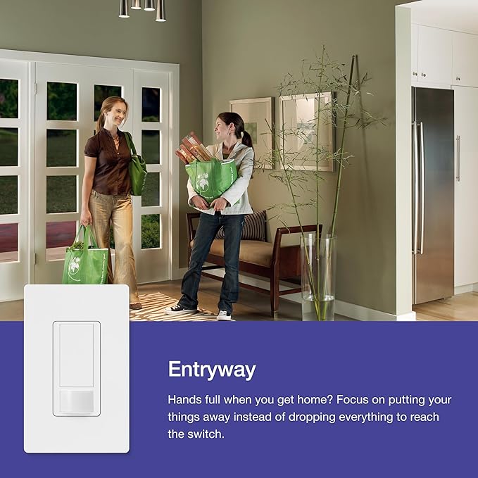 Lutron Maestro Motion Sensor Light Switch Indoor for Bathroom, Garage, Laundry Room, Any Bulbs, Occupancy Vacancy Sensor, Single-Pole, MS-OPS2-PD, Palladium