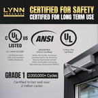 LYNN HARDWARE Heavy Duty Automatic Door Closer (Black) - Commercial Grade, Contractors Choice, Adjustable Speed & Force, Delayed Closing Timer, 3 Mounting Options, 3 Hour Fire Rated (DC8016 Model)