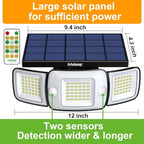 intelamp Solar Flood Lights Outdoor Waterproof, 6000mAh 1200LM Solar Powered Dual Motion Sensor LED Lighting Dusk to Dawn Security Floodlight Exterior with Remote for Outside Garden House Patio