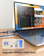 Silkland USB 4 for Thunderbolt 4 Cable 1FT, 40Gbps Data Transfer, 240W PD3.1 Fast Charging, 8K@60Hz, Short USB C Data Cable Compatible with Thunderbolt 3, iPhone 17/16, SSD, MacBook, Hub, Dock