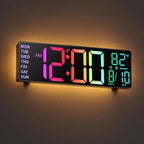 JALL 10.5'' Large Digital Wall Clock, Big LED Number Display, Alarm, RGB Colors, Auto DST, Temperature for Classroom, Bedroom, Decor, Birthday Xmas Gift for Senior, Mem Womem Mom Dad