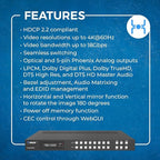 OREI 4K 8x8 Seamless HDMI Matrix Switch Video Wall Controller HDMI Processor Upto 4K 60hz 4:4:4 8-bit - HDMI 2.0, HDCP 2.2, 18 Gbps, UltaHD 4x2, 2x2, 1x4, 1x2, 4x1 Remote Control (UHDS-808VW)