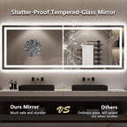 YEELAIT 96x36 Inch LED Bathroom Mirror with Lights Front and Backlit Lighted Vanity Mirror for Bathroom Wall with 3 Colors Dimmable Anti-Fog Memory Shatter-Proof IP54 Waterproof Horizontal/Vertical