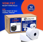 Thermal Printer Paper Roll for Toast TP200 Receipt Printer Point of Sale (12 rolls)