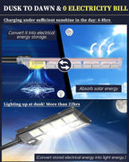 Gefolly SL-6000W Solar Street Light Outdoor, Wide Angle 600000LM Commercial Parking Lot Light Dusk to Dawn 6500K Flood Security IP67 Lamp with Motion Sensor for Garden, Road