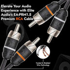 Elite Audio Premium Series 1.5ft. 2-Channel Car Audio RCA Short Cable – Double Shielded, Oxygen Free Copper, Noise Reducing Audio Cable for Amplifiers, Subwoofers, Speakers, Processors – PRM1.5