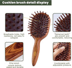 4-in-1 Wooden Gua Sha Facial Tools & Hair Detangler Brush Set – Manual Guasha tool for Face & Jawline Lifting, Double Chin Reduction, Scalp & Head Massager, Eye & Ear Acupressure, Gift for Women