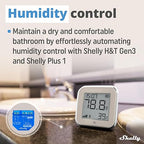 Shelly H&T Gen3 Ivory | Wi-Fi and Bluetooth Smart Temperature & Humidity Sensor with Remote App Control & Monitoring | Smart Scenes | Notification Alerts | LCD Display | Free Data Storage Export