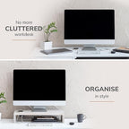 Anji Mountain Wooden Monitor Stand - Elegant Monitor Riser,Perfect Monitor Stand for Desk Organization, Durable Wood Construction monitor stands,Enhances Ergonomics and Workspace Efficiency,White Wash