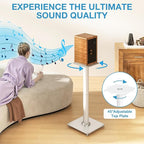 YOMT Universal Speaker Stands Pair for Surround Sound, 28 Inch Floor Speaker Stands with Cable Management Holds 22lbs Bookshelf Speaker Satellite Speaker, 1 Pair, White
