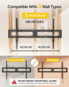 monTEK Heavy Duty XXL Fixed TV Wall Mount for 37–140" Flat & Curved TVs up to 300 lbs, 4× Load Tested, 1.25" Ultra Slim Low Profile Bracket, Fits 16"/18"/24" Wood Studs,VESA 1200×800mm TM1007W-XLF