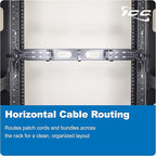 ICC 1U Ring Cable Manager Panel with Cover, Metal, 3" D-Rings, Horizontal and Vertical Cable Management, Rackmount for 19” Network Racks, Black, Single Pack