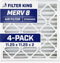 Filter King 11.25x11.25x2 Air Filter | 4-PACK | MERV 8 HVAC Pleated A/C Furnace Filters | MADE IN USA | Actual Size: 11.25 x 11.25 x 1.75"