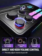 Fifine Gaming Mixer for Voice Chat and Streaming- 7.1ch Surround Sound Headphone Amp-XLR Preamp-USB Plug & Play-Voice Changer-RGB-Volume Control-3 EQ Modes Ampligame SC8