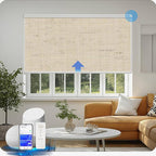 COOLWINDS Motorized Blinds with Remote Cordless Automatic Motorized Shades Custom Blinds for Windows Smart Curtains Compatible with Alexa Google Home(Blackout Linen Soft Dunes,W59 x H72in)