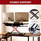 SANODESK 35" Electric Standing Desk Converter,Height Adjustable Riser for Office Home, Monitor and Laptop Workstation with Large Keyboard Tray, Black Color