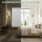Zshine Motorized Blackout Window Blinds Customize Width (23-95 Inches) Remote Control Wireless and Rechargeable Roller Shades Blinds for Windows, Home, Office, Hotel, Club, Restaurant(82164A)