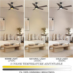 SMAAIR Smart Ceiling Fans with Lights and Remote, 60 Inch Low Profile Ceiling Fan with Dimmable LED Light, 10-Speed Reversible DC Motor Compatible with Alexa/Google Assistant/Siri (Walnut/Light Wood)
