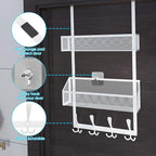 Kaiferty Over The Door Hooks Organizer, Coat Rack Over The Door Storage Hanger Towel Rack, Back of Door Storage Organizer for Bathroom,Bedroom,Kitchen,Office (White, 3-Tier)