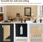 ARMURO 4 Packs Acoustic Wall Panels - Self-Adhesive 3D Wood Slat Wall Panel- Peel and Stick Sound Absorbing Panels for Noise Reducing - Feature Wall Decor for Home & Office