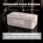 Dual Alarm Clock Radio Bedroom, Digital Alarm Clocks Bedrooms Bluetooth, Up to 10 Bedroom Alarms Clock White Noise 23 Soothing Sounds App/Button Control Snooze 12/24H FM Speaker Charging, White