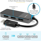 StarTech.com 3-Port DisplayPort 1.4 Splitter, DisplayPort to 3x DP Multi-Monitor Adapter, Triple 4K Computer MST Hub, USB Bus-Powered, Windows Only (MST14DP123DP)