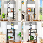 Over the Toilet Storage Cabinet - Freestanding Bathroom Organizer Shelf with Doors, gray & White Over the Toilet Shelves that Separates Wet and Dry Areas, Privacy Protection Above Toilet Storage Rack
