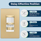 TOPGREENER in Wall PIR Motion Sensor Light Switch, Occupancy Sensor Switch, 𝐍𝐞𝐮𝐭𝐫𝐚𝐥 𝐖𝐢𝐫𝐞 𝐑𝐞𝐪𝐮𝐢𝐫𝐞𝐝, On/Off Override, 𝐒𝐢𝐧𝐠𝐥𝐞 𝐏𝐨𝐥𝐞, 4A, 500W, TSOS5-GDSWP,Gold,2 Pack