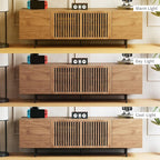 gaoyangjiaju 70.87" Mid Century Modern TV Stand, Walnut Media Console for 70 Inch TVs, Entertainment Cabinet with 4 Storage Compartments for Living Room or Bedroom