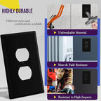 ENERLITES Jumbo Duplex Receptacle Outlet Wall Plate, Large Electrical Outlet Covers, Over-Size 1-Gang 5.5" x 3.5", Polycarbonate Thermoplastic, 8821O-BK-5PCS, Black (5 Pack)