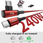 USB C Cable [2Pack, 6.6ft] 240W Fast Charging Type C Cord, Nylon Braided USB 2.0 Cable for iPhone 17 16 15 Pro Plus Pro Max Air, iPad Pro, Samsung Galaxy S24 S23, Switch, MacBook Pro, Pixel-Red
