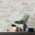Vamos Tile 100-Piece Matt Beige Mixed Grey Slate Peel and Stick Backsplash Seamless Tile,3''x6'' PVC Subway Tile,Stick on Backsplash for Kitchen/Bathroom/Laundry Room