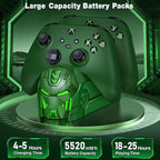 DINOSTRIKE Charger Station with 2x5520mWh Rechargeable Battery Pack for Xbox One Controller, Dual Charging Dock for Xbox Sereies X Controller with 4 Battery Covers (Green)
