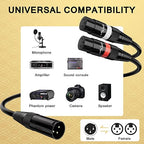 Mygatti XLR Splitter Y-XLR Cable 30 FT, Gold-Plated 3-Pin XLR Male to Dual XLR Female Patch Y Cable, Bi-Directional Balanced Microphone Adapter Cord, 1 XLR to 2 XLR Cable, Oxygen-Free Copper
