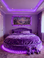 Aalnfe Purple Led Lights Strip Indoor Rope Lights Easy DIY Cuttable Strip Lights for Room Bathroom Living Room Kitchen Ceiling Wall Vanity Mirror Decor