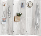 ALeesing 6 Panel Pegboard Room Divider, 5.6Ft Pegboard Display Folding Privacy Screens, Wood Room Divider Peg Board Display Freestanding for Trade Show Craft Show Home Wall Organizer, Retro White