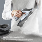 Rowenta Freemove Cordless Iron with Steam, 1600 Watts, Stainless Steel Soleplate, Rapid Heating, Portable Steamer for Clothes, Rechargeable for Wireless Ironing, Handheld Steamer Iron, Blue, DE6730